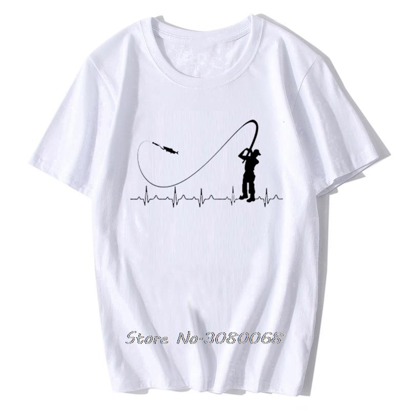 

Fishinger Heartbeat T Shirt Funny Fish FisherUnisex Gift Fashion Unisex TShirt Short Sleeve Cotton Tshirt Tees Harajuku Streetwea S