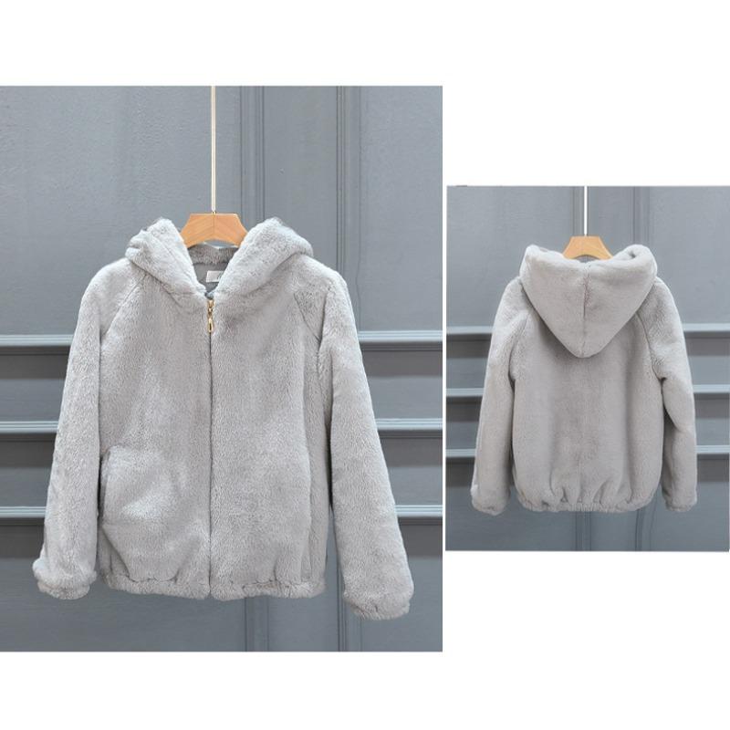 Loose Autumn and Winter New Plush Thickened Hooded Women's Imitation Mink Short Fur Jacket