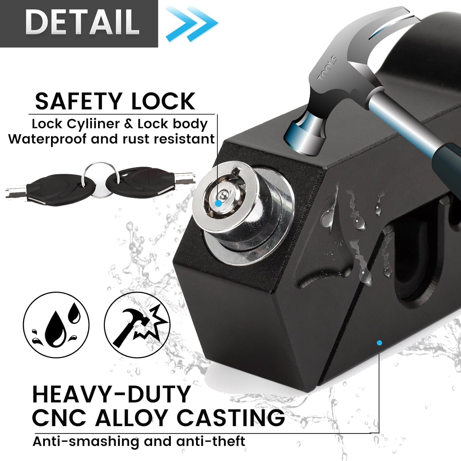 Мотоциклетные замки Противоугонный замок на руль Модернизированный замок для шлема с — фото 3