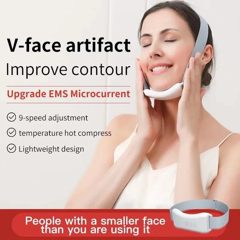Ems Pulse V Face Slimming Device Beauty Vibration Heat Facial Massager Slimming Tightening Shaping Remove Double Chin Skin Care