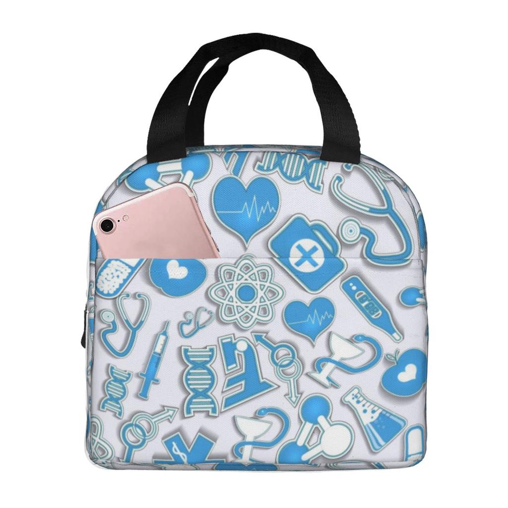 Doctors Nursing Nurse Insulated Lunch Bags Women Nurse Print Food Case Cooler Warm Bento Box for Kids Cute Lunch Box for School