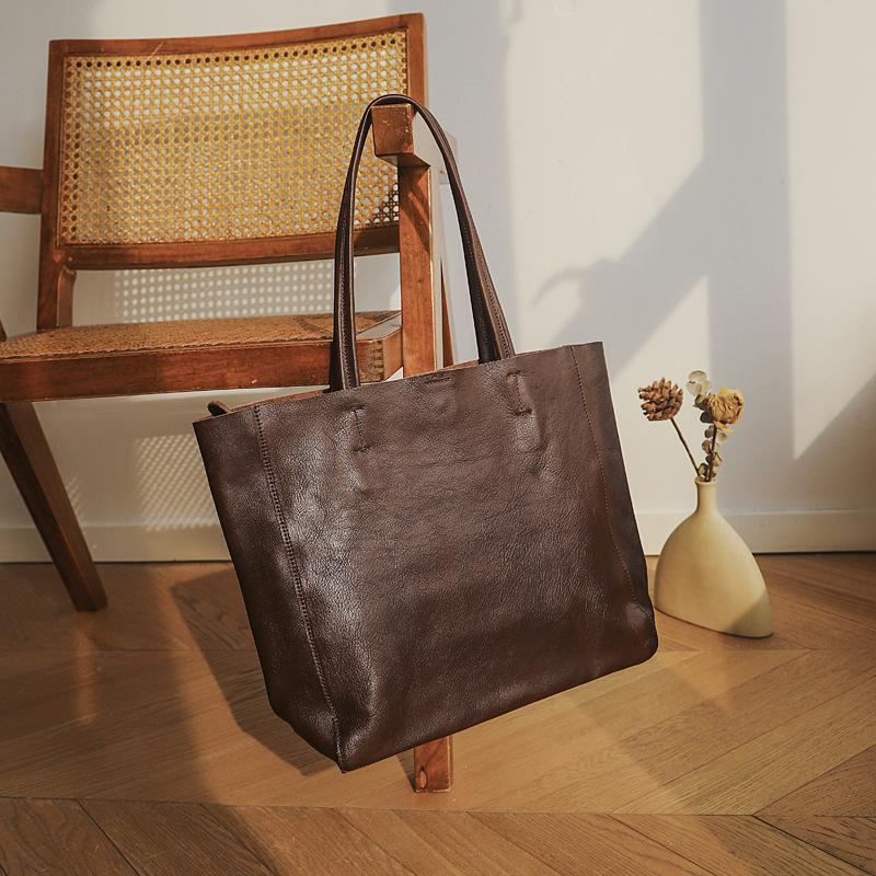 Johnature Genuine Leather Commuter Casual Tote Vintage Large Capacity Women Bag Soft Real Cowhide Shoulder Bags
