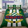 Rapid Wien Football Club Logo Bedding Set, Green White Stripe Soccer Duvet Cover Set, 3 Piece Fan Bed Set