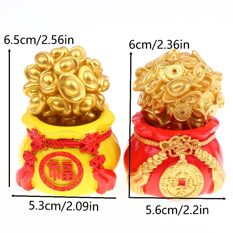 Fortunate Resin Chinese Money Bag Prosperity Figurine for Desk Home Wealth and Fortune Decor