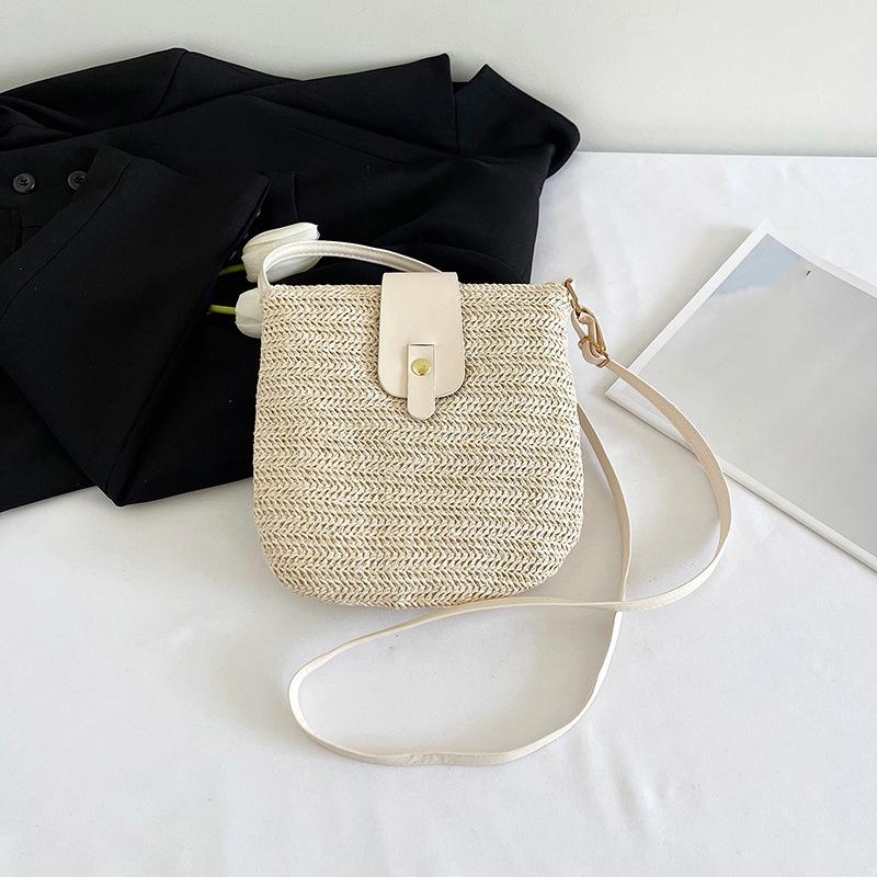 Women Messenger Bags Woven Summer Top-Handle Bags Handmade Fashion Holiday Casual Simple Saddle Lady Straw Bag AVE