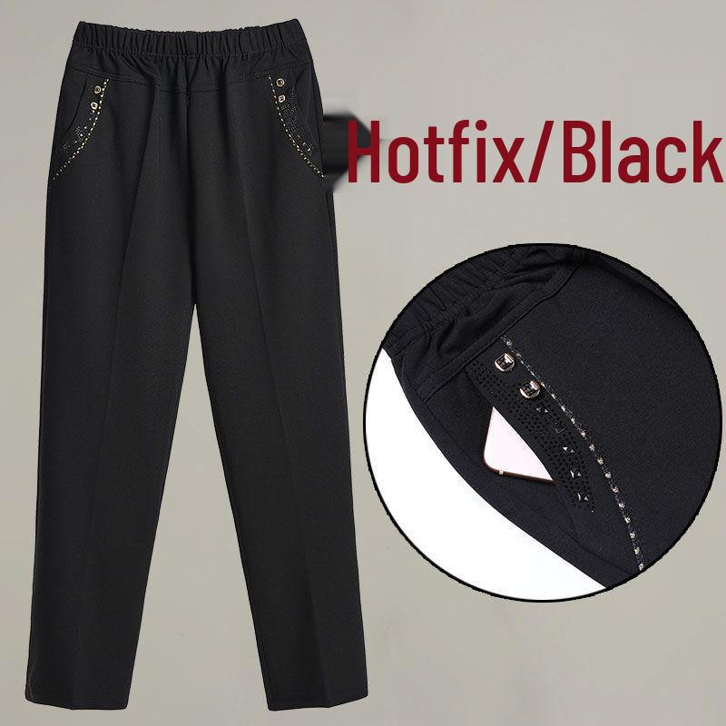 Women s Casual Straight-Leg Pants - Autumn/Winter Velvet, Middle-Aged/Elderly Fashion M (43-49 kg)