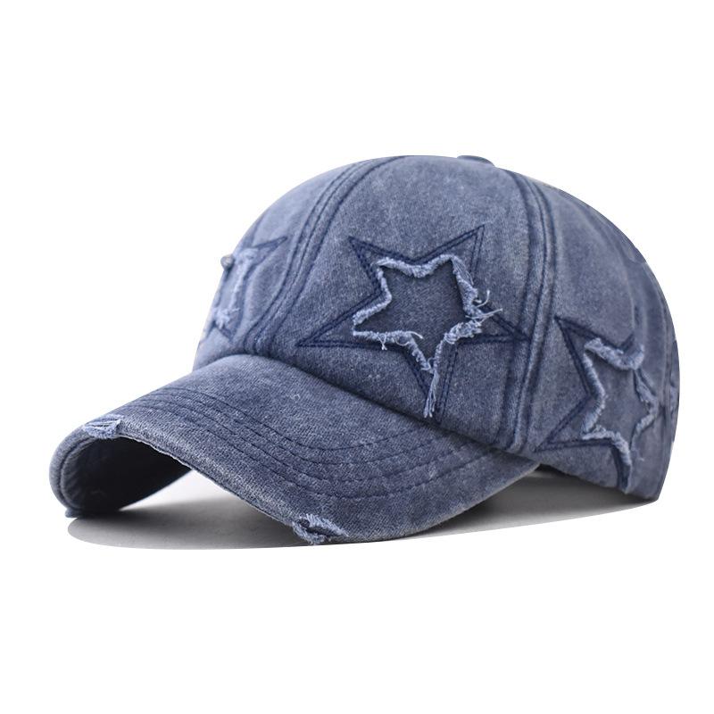 Pure Cotton Personalized Hole Five-pointed Star Baseball Cap Tide Curved Brim Ponytail Cap