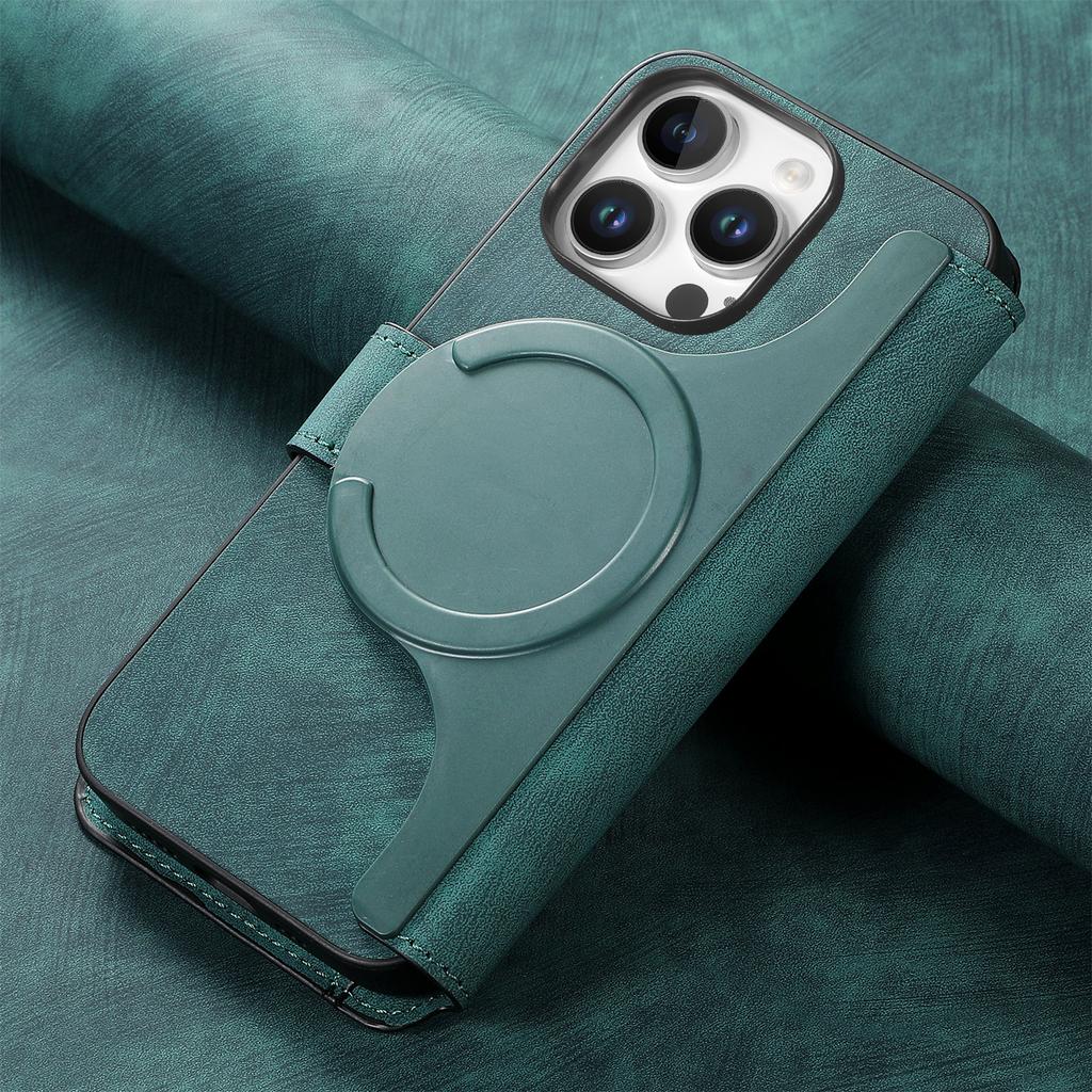 Flip Leather Wallet Case for IPhone 17 Air 16 15 Pro Max 14 Plus 13 12 16E for Magsafe Detachable Card Slot Holder Cover LMW-03