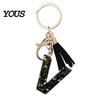 Lightweight Keychain Pendant, Sequins Star Letter A-Z Charm with Tassel, Gift Alphabet Initial Metal Keyring for Handbag Backpack Bag