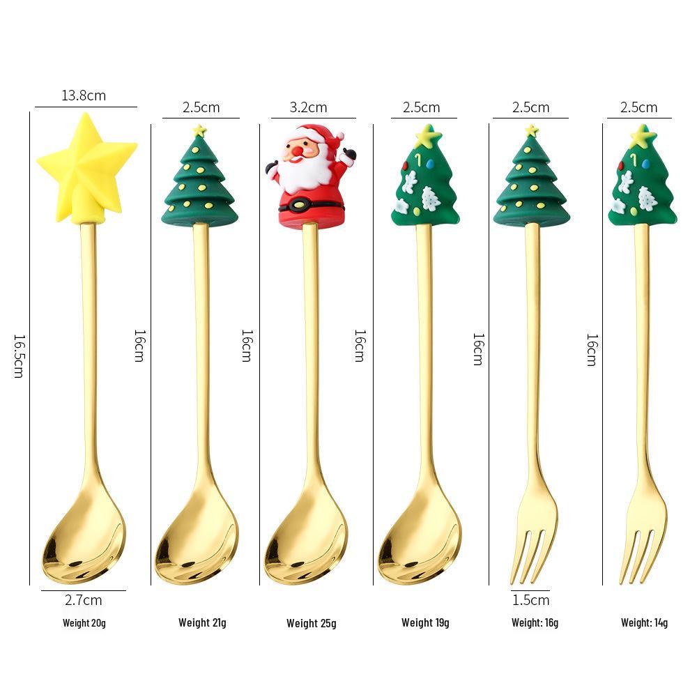 Creative Christmas Stainless Steel Cartoon Fruit Fork and Spoon Gift Set
