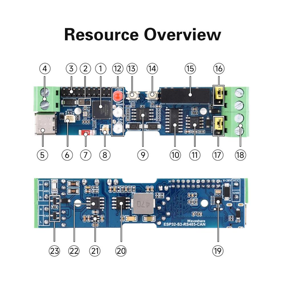 ESP32-S3 Industrial Control Board 1-Channel Wifi Bluetooth Relay RS485 CAN Communicator Type C for Automation And IoT