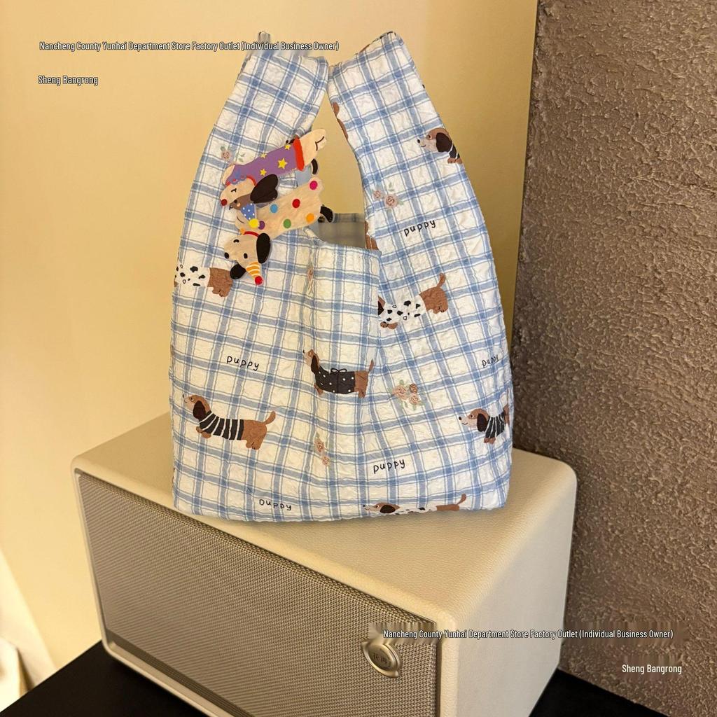 Lingyu Blue Dapple Dachshund Tote Bag - Large Capacity, Portable, Colorblock Handheld Bag