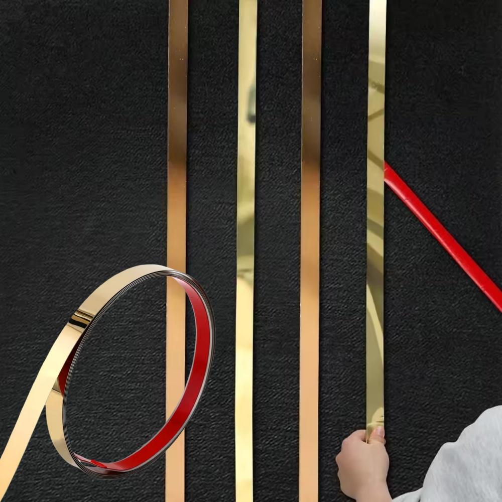 1pc 2.44m/96.06in Stainless Steel Decorative Strip Mirror Stickers Room Decor for Wall Background Ceiling Waist Line Sticker