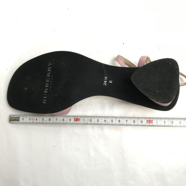 BURBERRY LONDON Leather Heel Sandals [24.5E/Pink] Open Toe Pumps(USED)
