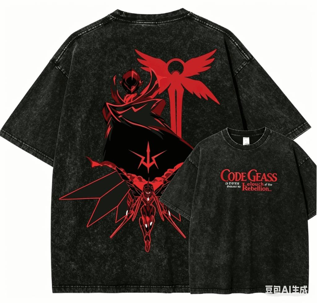 T-shirt lavata Code Geass Abbigliamento personalità Nuovo modello T-shirt anime Abbigliamento per tutto l'anno Coppie Taglie forti Unisex Classico