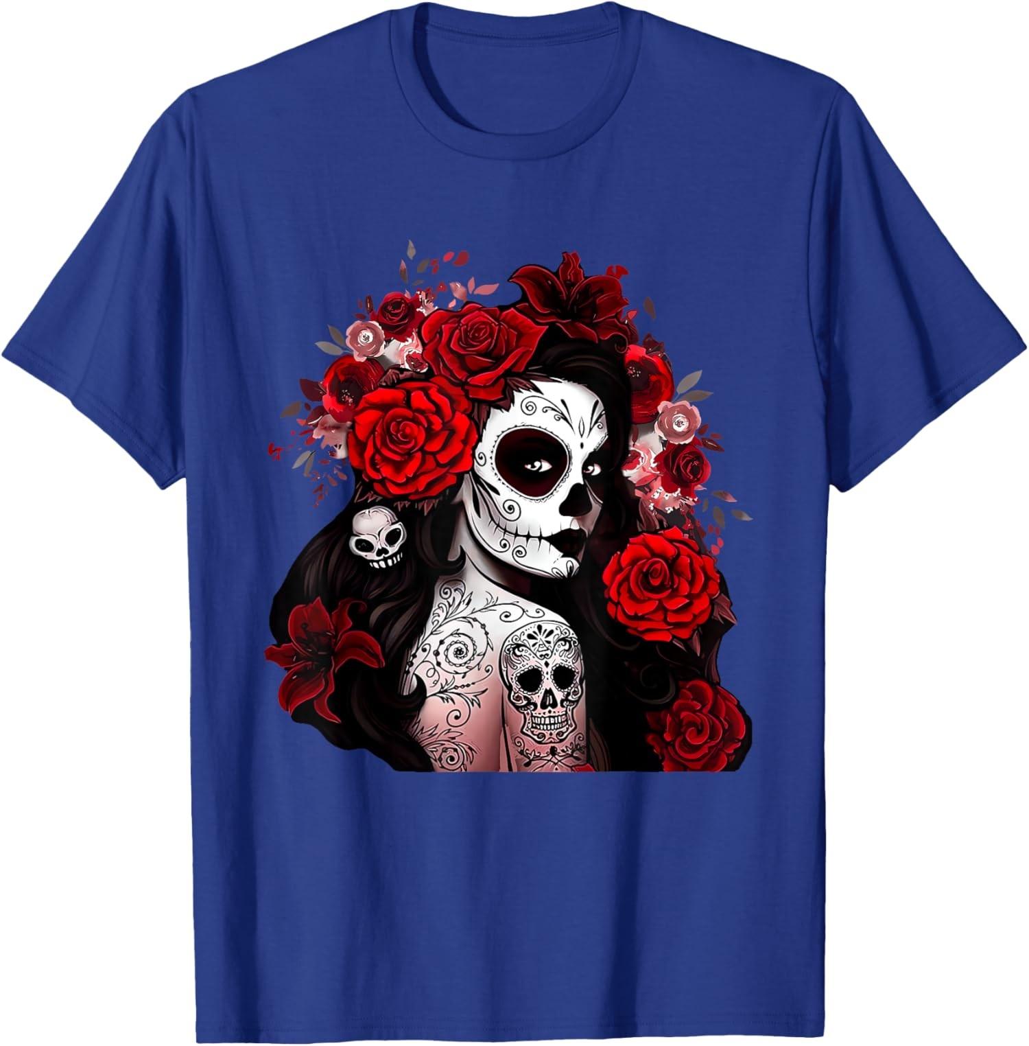 Dia De Los Muertos Mexican Day of the Dead Skull T-Shirt S