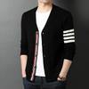 Chaqueta de punto de moda a rayas con cuello en V para hombre