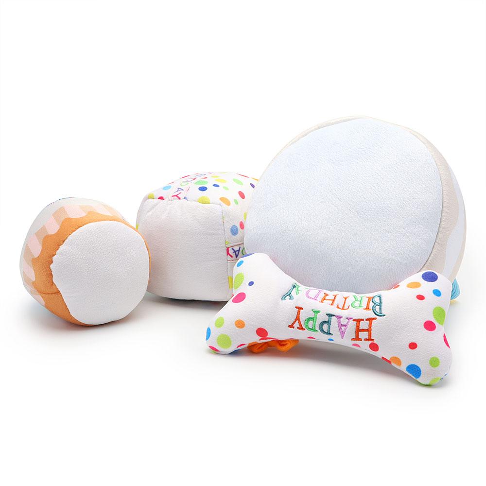 Cake Dog Toy Plush Birthday Cake Play Interactive Chew Celebration Squeaky Soft Cupcake Pet Toy