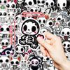 50PCS Cartoon Skeleton Animal Stickers, Cute Skull Decals for Notebook Journal DIY, Waterproof Decoration