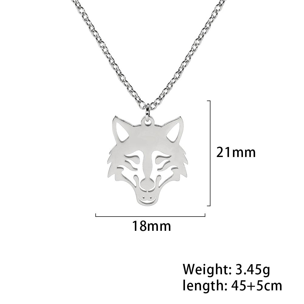 Teamer Cool Animal Wolf Head Pendant Necklace for Women Men Stainless Steel Wolf Pendant Vintage Punk Party Jewelry Animal Gifts
