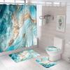 Bathroom Shower Curtain Four-piece Digital Printing Marble Waterproof Shower Curtain Toilet Partition Curtain Bath Mat