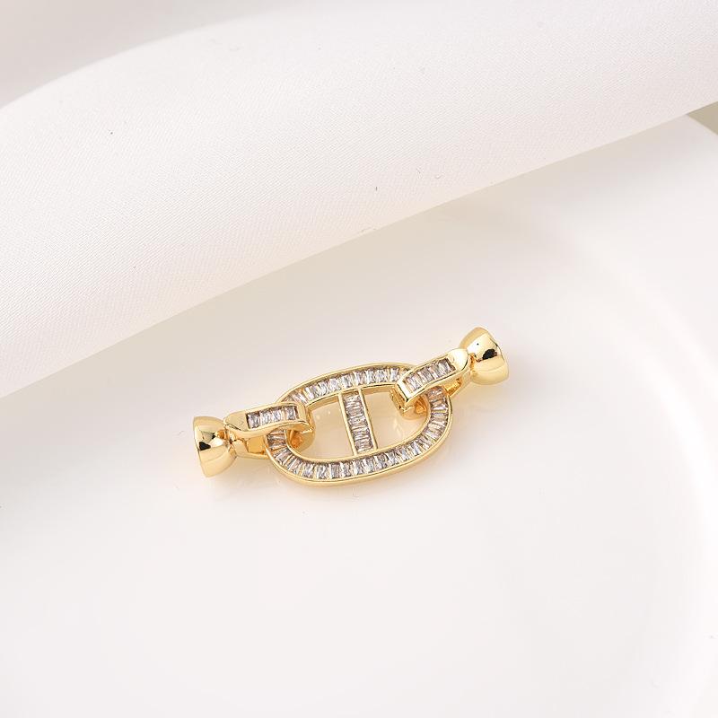 Luxury  Clasp Charms Jewelry Accessories, Brass Pave Zircon Climbing Button Necklace Pendant Bracelet Connector Jewelry