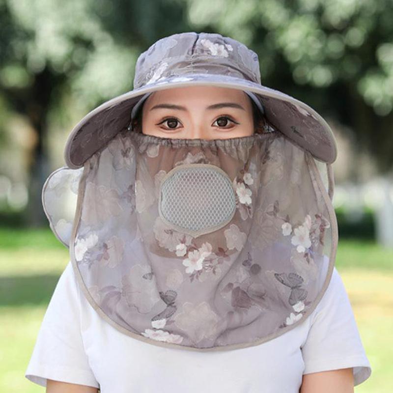 Light Sunshade Hat With Large Rim/Women'S Outdoor Tea Plucking Hat/Shawl Cap With Face Shield And Neck Protector