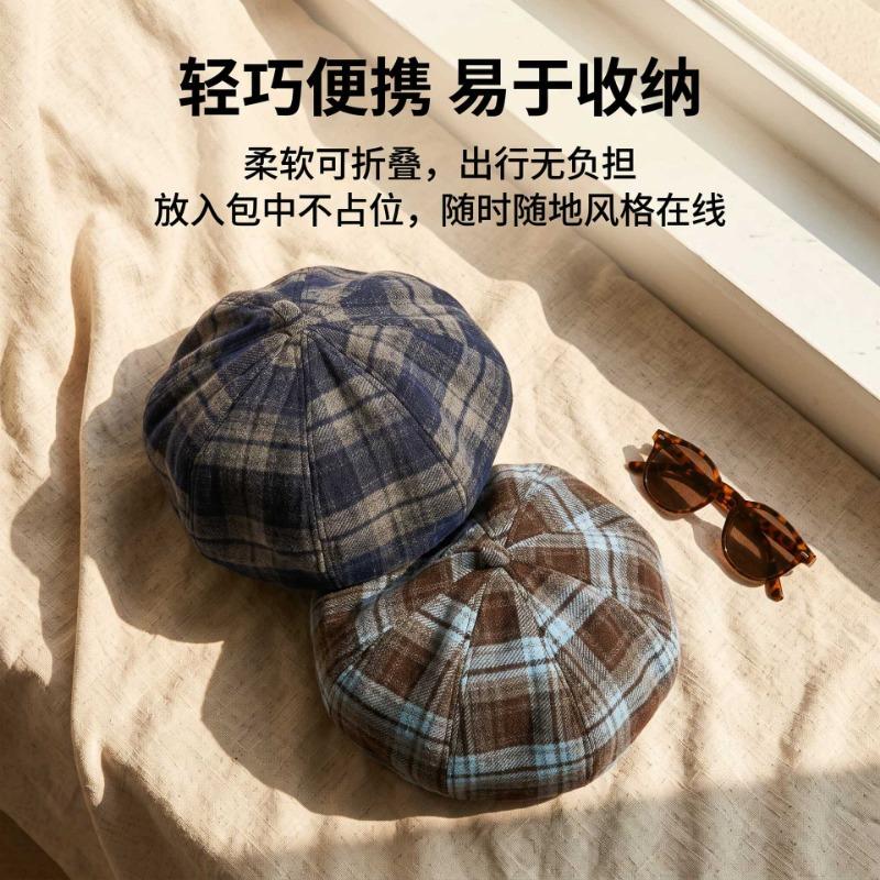 Women S Artistic Plaid Beret Japanese Style Autumn Winter Sweet Fashion Hat