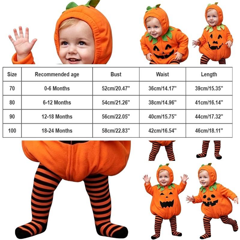Baby Pumpkin Costume Toddler&Infant Unisex-Kids Halloween Costumes For Boys Girls Cute Hooded Romper Jumpsuit Outfit