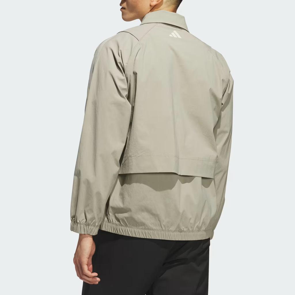 Adidas Beyond Polo Collar Zipper Design Solid Color Small Logo Jacket Men Jacket Light-Brown JF4863