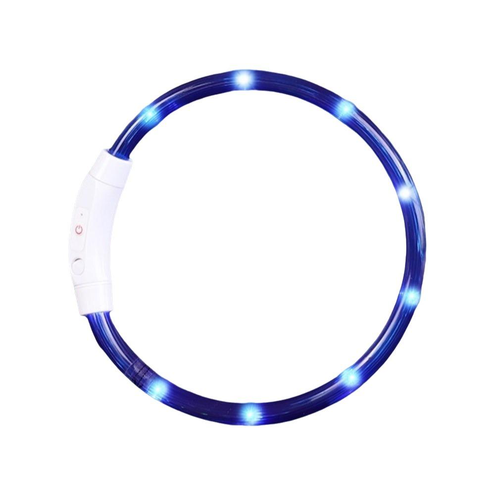 Waterproof Pet LED Light Collar Adjustable Pet Glowing Collar Anti-Lost Pet Collar Pet Safety 19.69 in синий