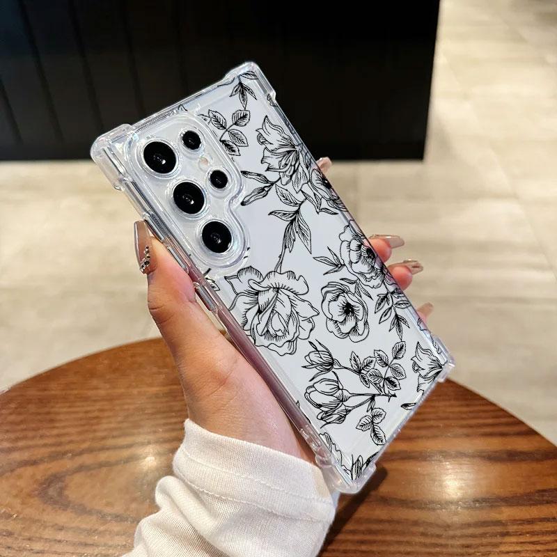 Beautiful Flowers Leaf Phone Case For Samsung Galaxy S25 FE S26 S24 S23 S22 S21 S20 Ultra S26 Plus S25FE Clear Shockproof Cover