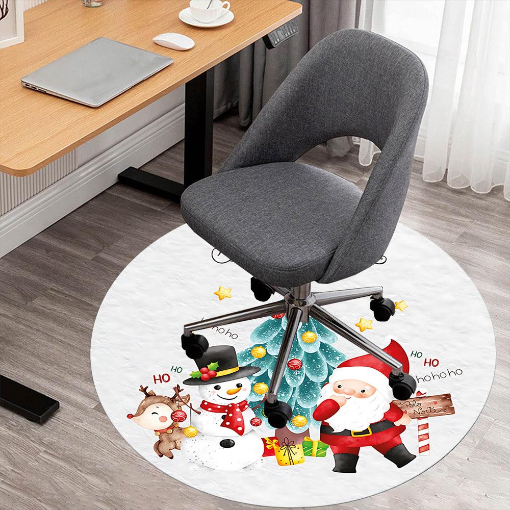 1pc Christmas Santa Claus Round Chair mat Area Rug - Non-Slip, Floor Mat for Office, Bedroom, and Indoor Decor c1125227