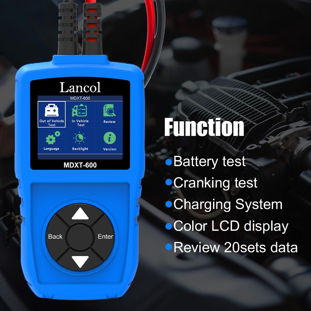 Lancol MDXT600 Autóakkumulátor Teszter 12V Terheléses Teszterek Színes LCD Képernyővel 40-2000 CCA Generátor Töltés & Indítórendszer