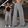 High Waist Straight Jeans Damen Locker Lässig Denim Hose Tägliche Straßenhose