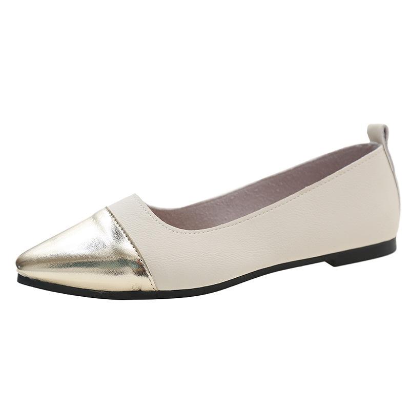 French pointed head color matching light mouth single shoes female 2025 spring and autumn new fairy style gentle and versatile flat shoes beige