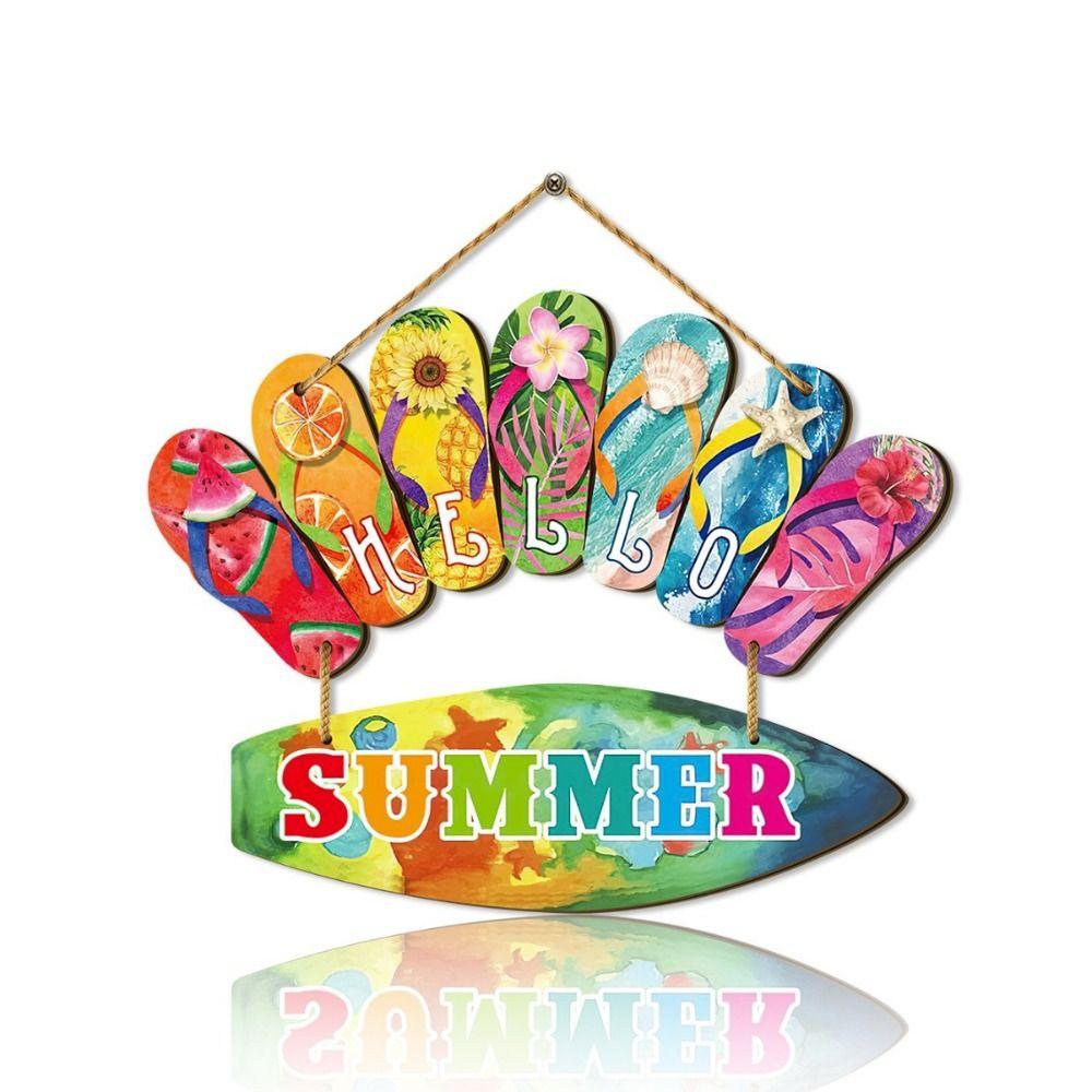 Lustige Hallo Sommer Wandornamente Bunte Holzpantoffel Dekoration für Sommer Zuhause Zimmer