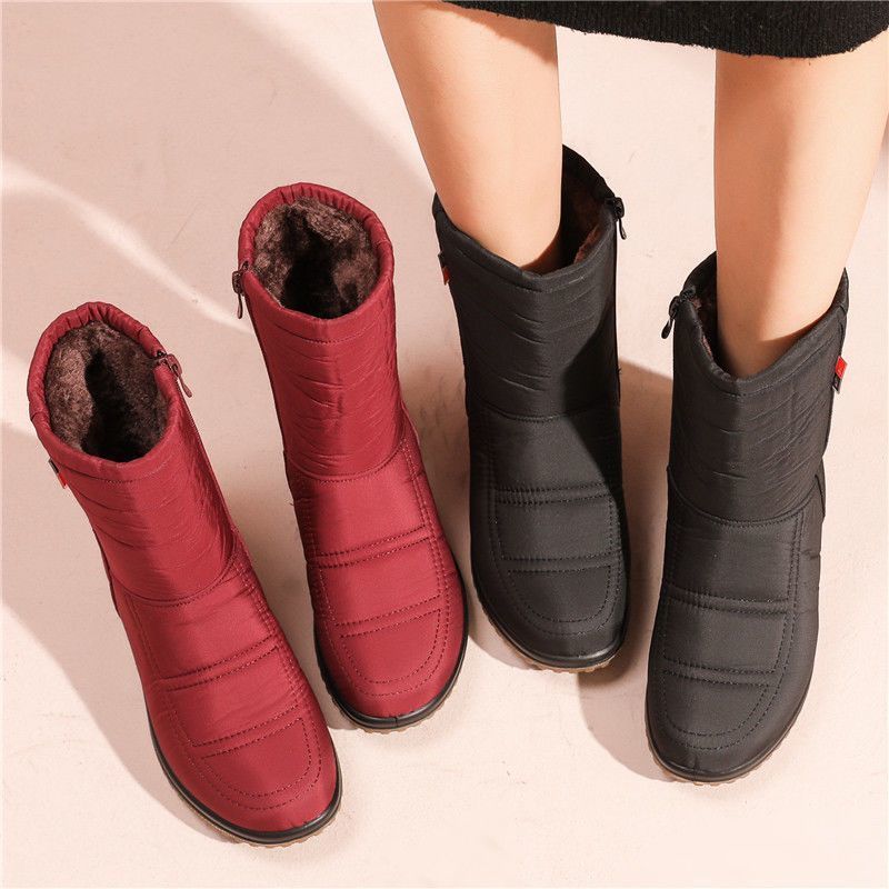 Fashion Waterproof Women's Snow Boots Half High Fleece-lined Round Toe Platform Ladies Shoes Designer Luxury Trend 2025 Footwear Sale