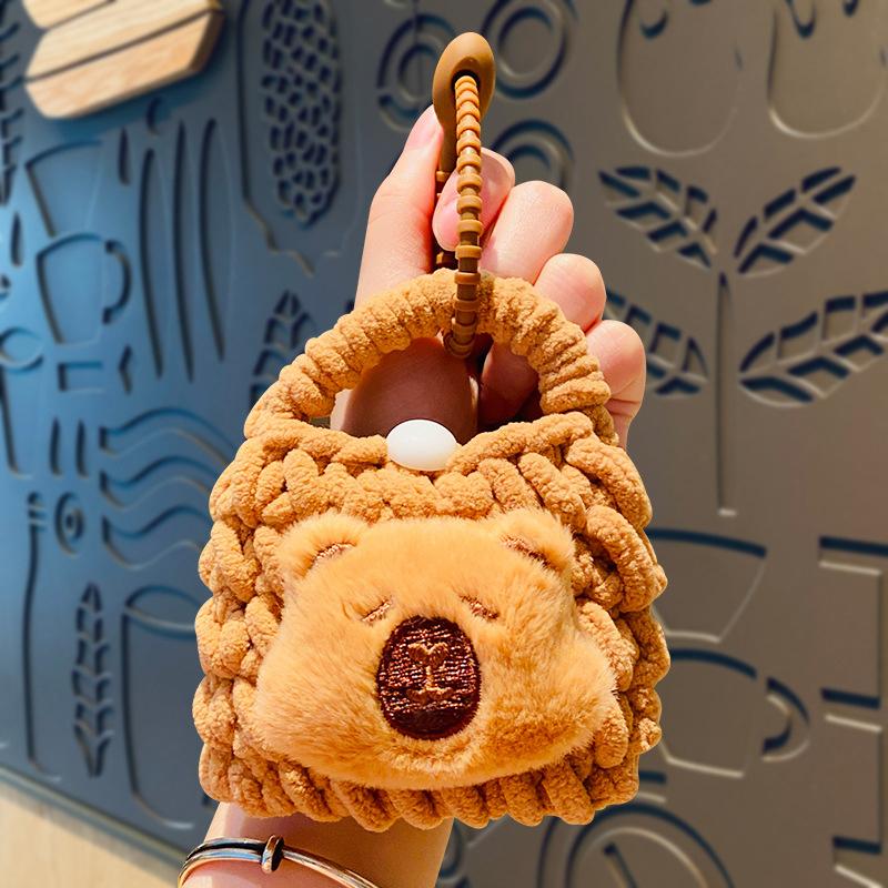 

Мультяшная капибара Мини-сумки для монет Сумка-органайзер для наушников Подвеска-брелок Креативная Милая Плюшевая Кукла Сумка для хранения Подарки