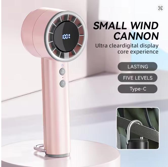 Silent High-speed Led Display High Wind Power USB Charging Fan Handheld Small Fan Refrigeration Air Conditioner Portable