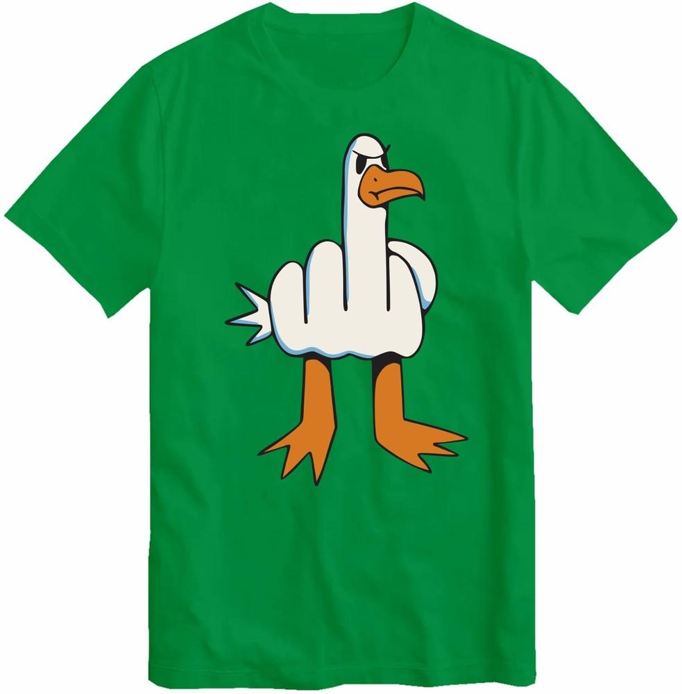 Funny Tshirt Rude Seagull Design Middle Finger Unisex Birthday Gift Top Tee S