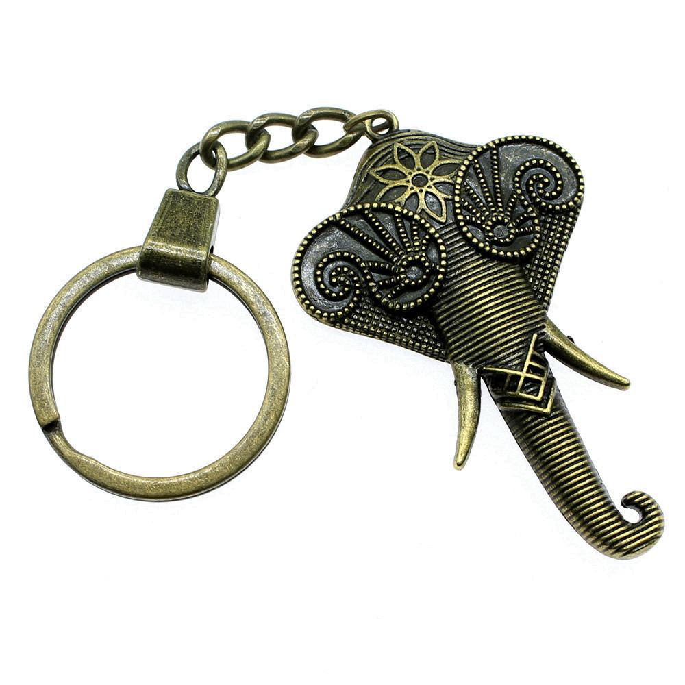 Pendentifs Porte-clés Éléphant Amoureux des Animaux Bijoux en Métal Artisanat Anneau 30mm