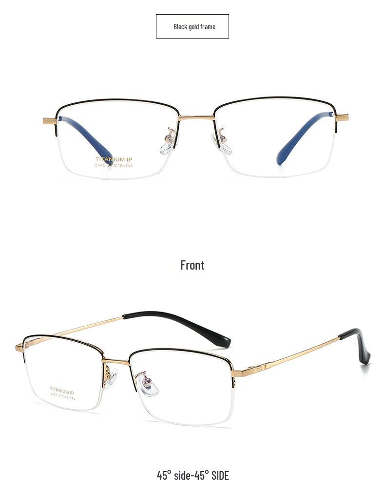 2024 Ultra-light Fashionable Square Semi-rim Titanium Blue Light Blocking Myopia Glasses