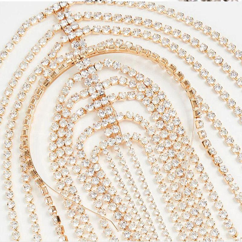 StoneFans Trendy Rhinestone Hair Accessories Chain for Women Jewelry Elegant Full Crystal Tassel Hairbands Long Chain Headwear