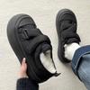 Cotton Shoes Women's 2025 Winter New Style Bread Shoes with Plush Insulation Cotton Shoes Velcro Thick Soled Board Shoes