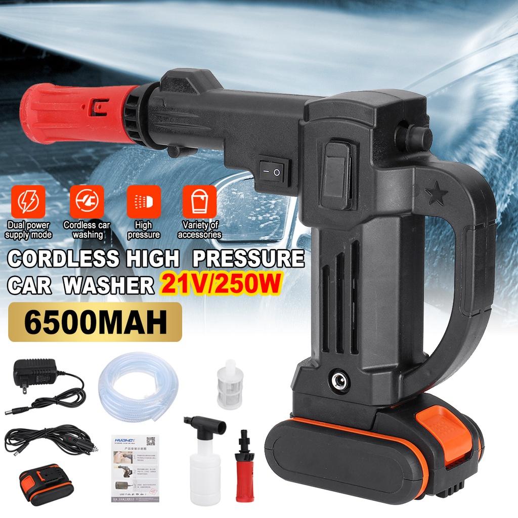 250W 6500mAh High Power Washing Machine ABS Wireless Lithium Battery Car Washer High-pressure Black 21V