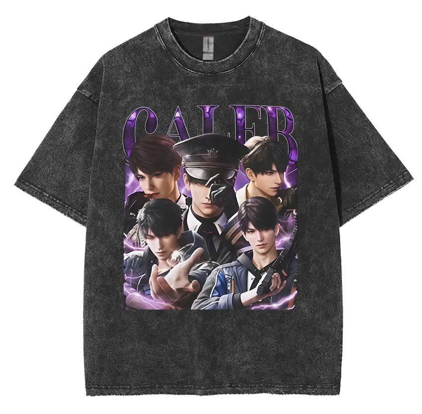 Funny Girl Dinner Caleb Graphic Tee Shirt Love and Deepspace Novelty Cotton T Shirts Fashion High Quality Vintage Washed T-Shirt