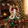 Retro Angel Christmas Tree Topper Star Ornament - Large Flocked Decoration