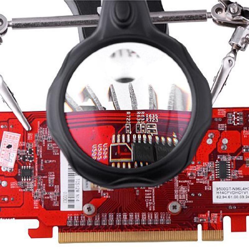 Desk Magnifier LED Light Soldering Iron Stand Clamp Clip Helping Hand Magnifying Circuit Board