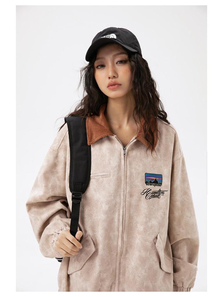 Women's Retro Baseball Jacket: Spring/Autumn Loose-Fit Pilot Design